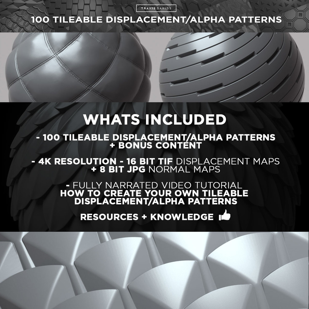 COMPLETE PACK - 100 Tileable Displacement/Alpha Patterns 100 Tileable Displacement 100 Tileable Displacement