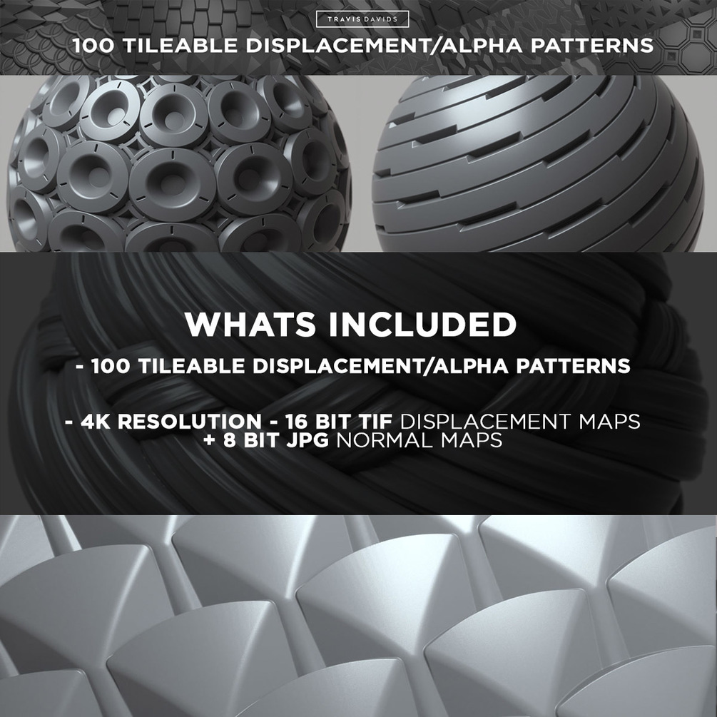 100 Tileable Displacement/Alpha Patterns 100 Tileable Displacement/Alpha Patterns 100 Tileable Displacement/Alpha Patterns