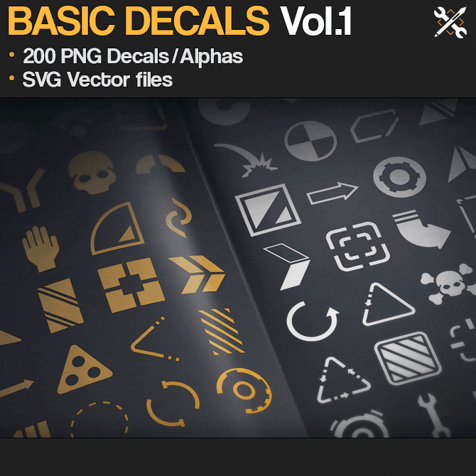 Basic Decals Vol.1 _By JROTools Basic Decals Basic Decals,JROTools,Substance Painter