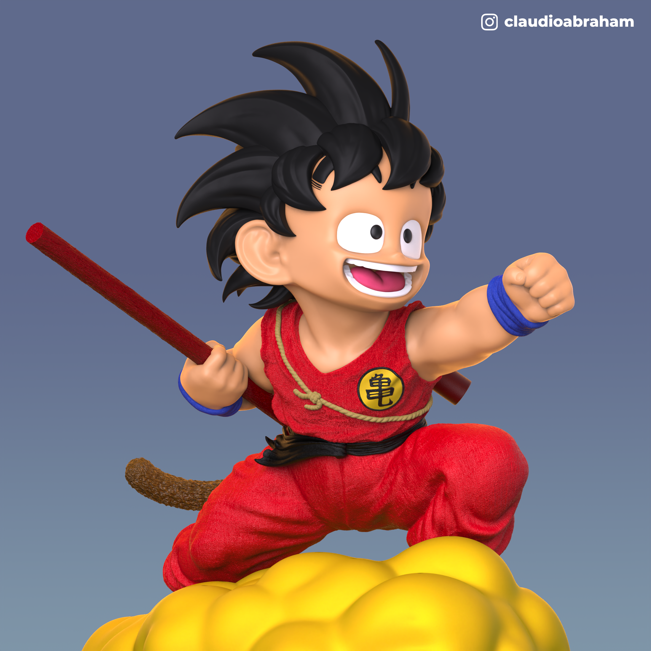 Kid Goku with Flying Nimbus - Red Suit