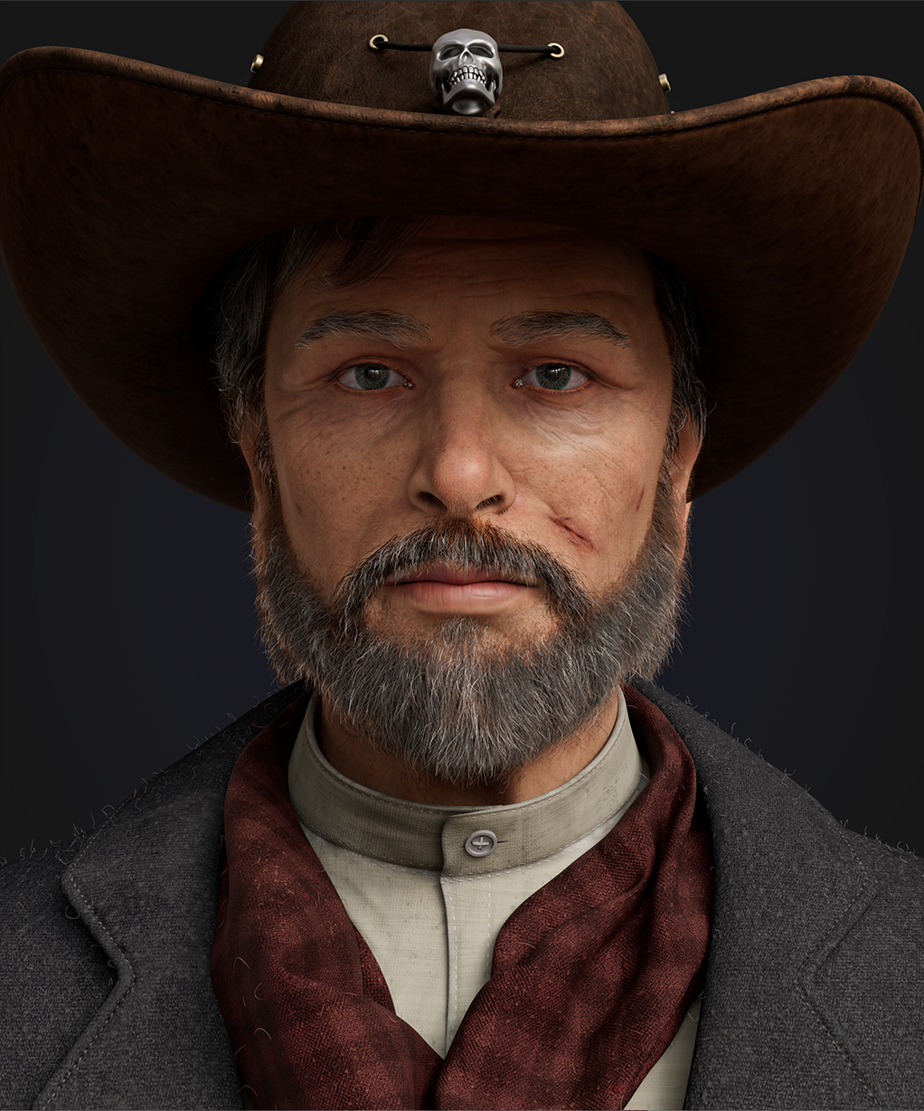 Portrait Old Man Cowboy Realistic
