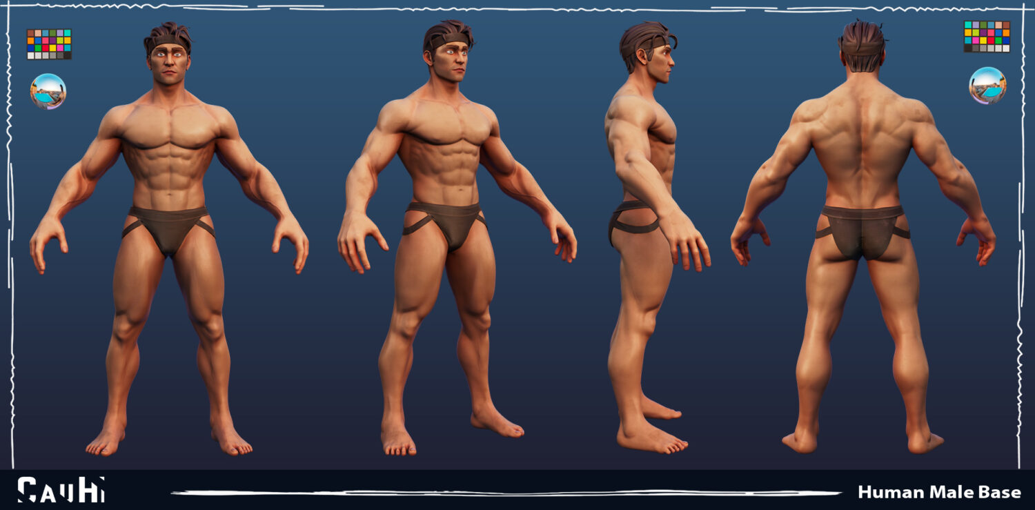 Stylized Male Anatomy Game Model