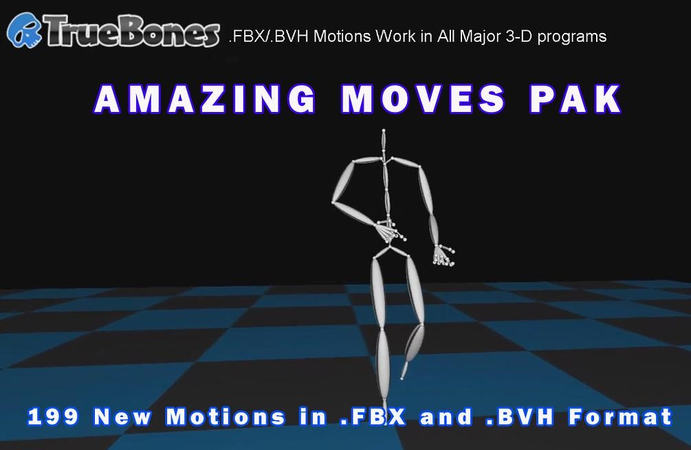 THE AMAZING MOVES PAK in .FBX and .BVH format. Only from Truebones AMAZING MOVES PAK AMAZING MOVES PAK